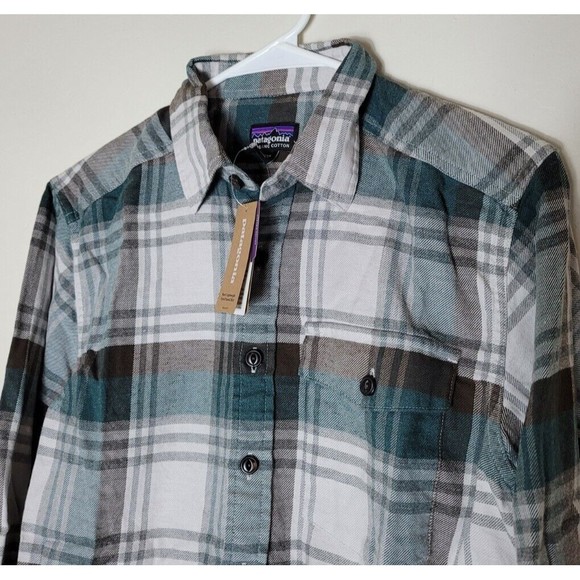 Patagonia Flannel Shirt Mens XXS Organic Cotton Tailored Grey L/S Fjord NEW - Picture 3 of 8